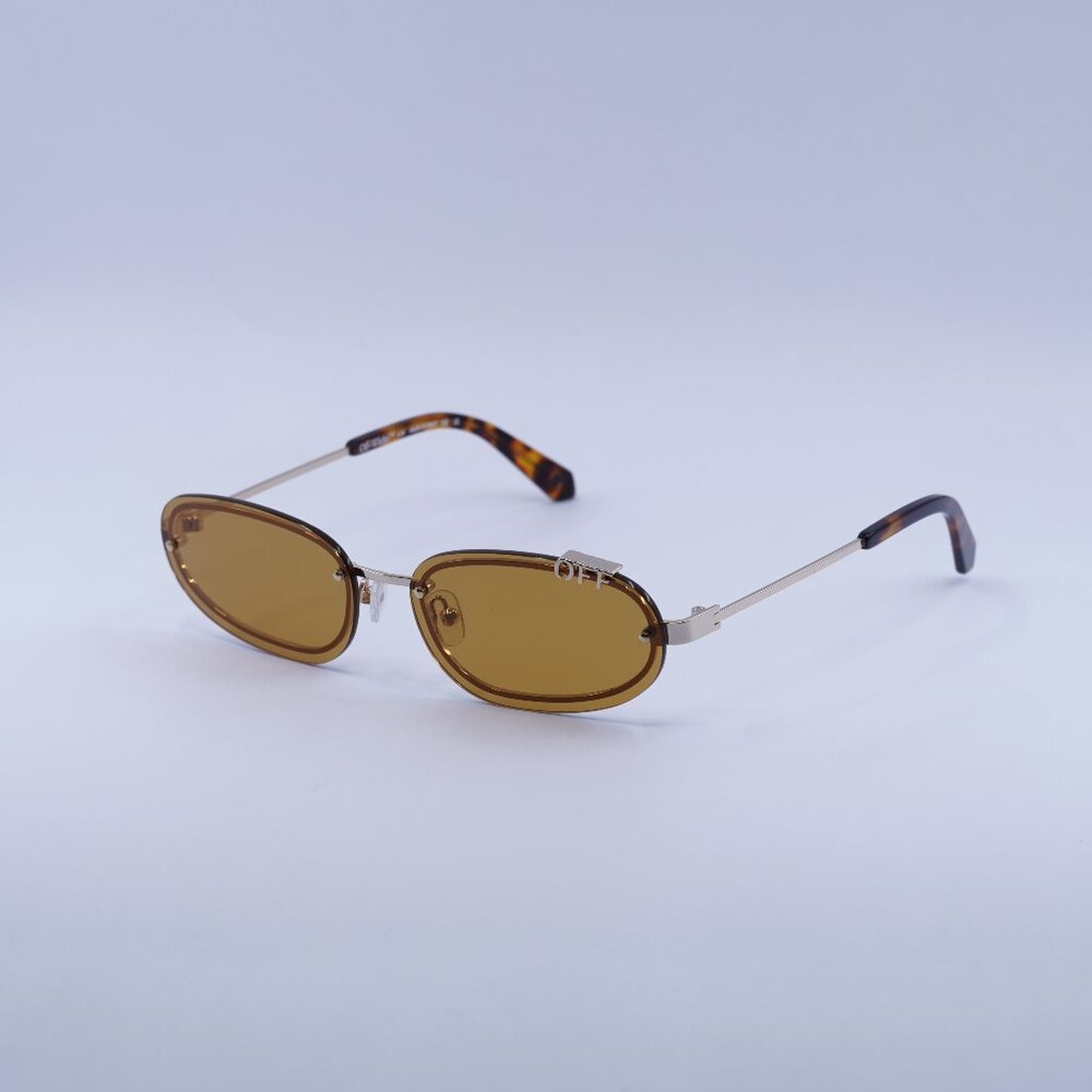 Off-White OERI13M MIAMI 7662 Sunglasses Gold Oval Frame, Caramel Lenses